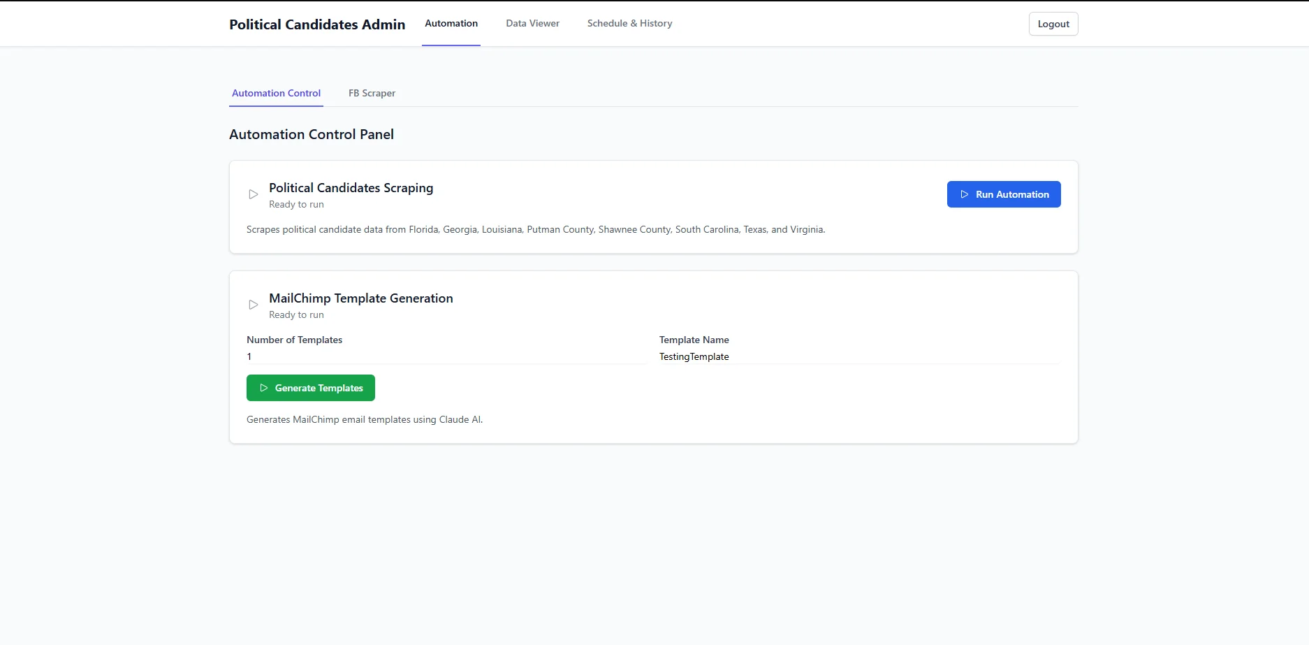 Political Candidates Scrapper and Dashboard